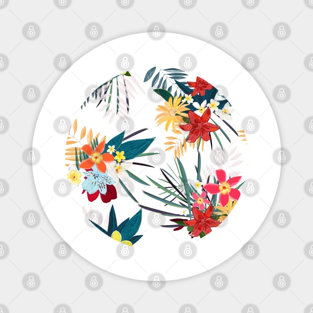 Frangipani, lily palm leaves tropical vibrant colored trendy flower Magnet by GULSENGUNEL